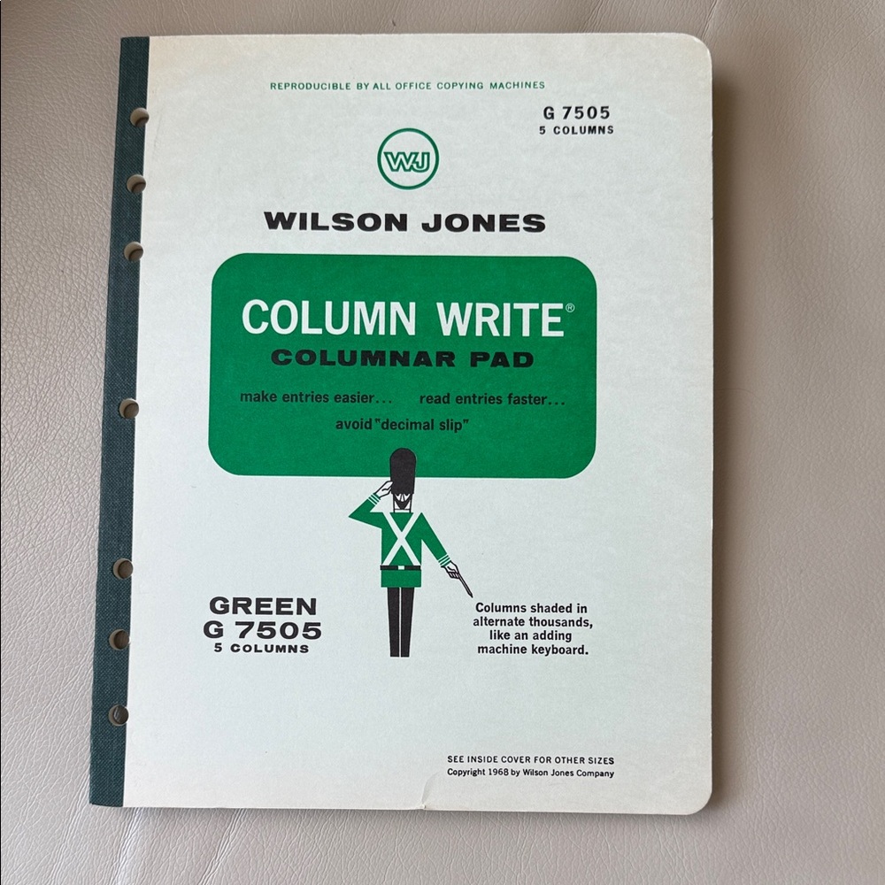 Vintage Wilson Jones Column Write Columnar Pad